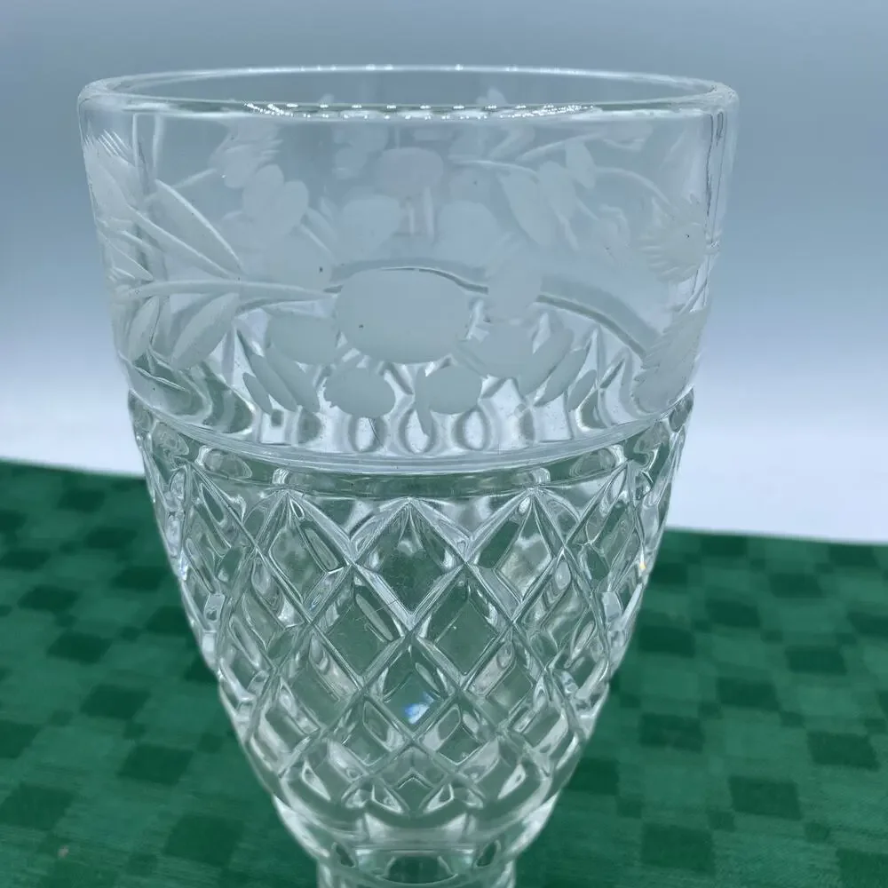 Elegant Diamond Cut Etched Floral Crystal Glass Candle Chandelier Shade 1 7/8